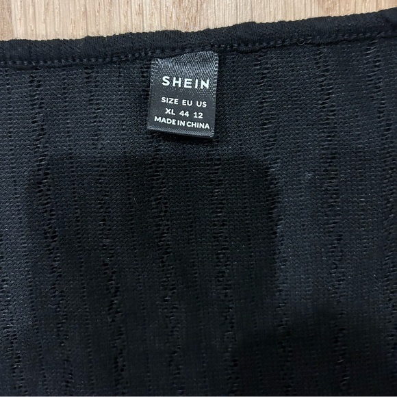 SHEIN Maternity Cross Wrap Ribbed Knit Split Hem Bodycon Dress Black Size XL 12 - Picture 3 of 3